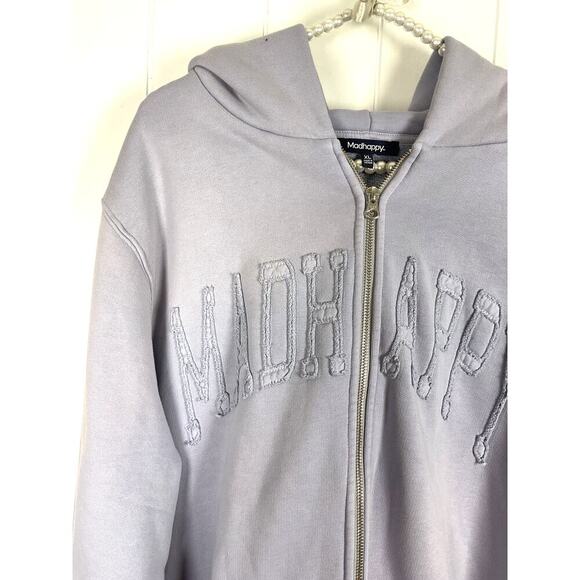 Madhappy Unisex Full Zip French Terry Hoodie with Sewn on Applica Size XL - Picture 2 of 7